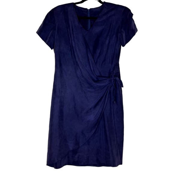 Dresses & Skirts - Faux Wrap Dress V-Neck Suede Velvety Material Purple Women's Size Medium (see me